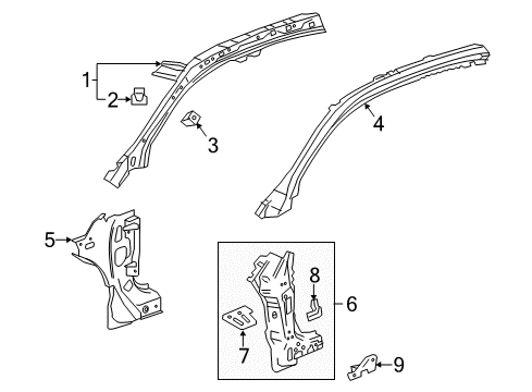 2017 Chevrolet Impala Hinge Pillar Inner Windshield Pillar Diagram for 22945610