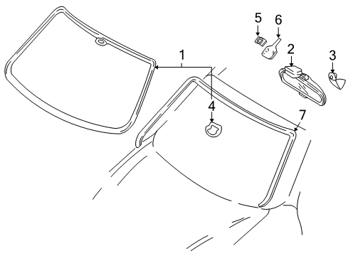 2007 Hyundai Entourage Windshield Glass, Reveal Moldings Cover-Rain Sensor Diagram for 96010-4D000