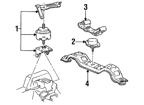 1996 Ford Thunderbird Engine & Trans Mounting Transmission Mount Bracket Diagram for F6SZ6G000B