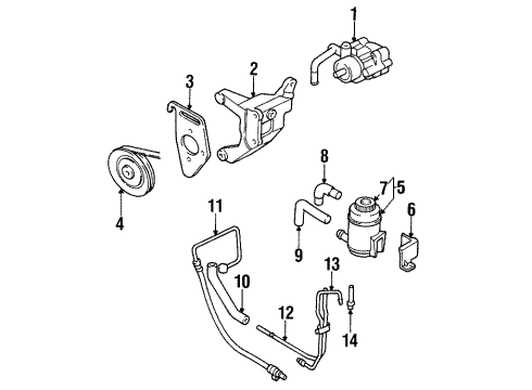 2002 Kia Sportage P/S Pump & Hoses, Steering Gear & Linkage Pump-Power Steering Diagram for 0K02232680B