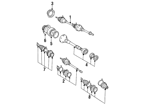 1992 Lexus ES300 Drive Axles - Front Shaft Sub-Assembly, Front Drive Flange Diagram for 43049-06030