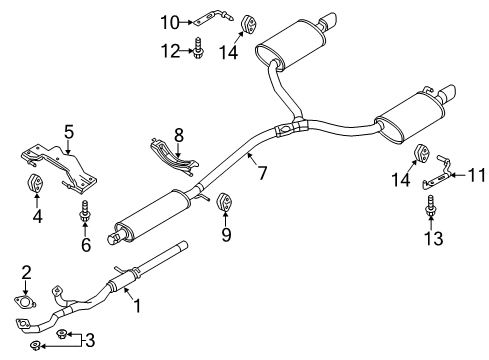 2016 Ford Police Interceptor Sedan Exhaust Components Muffler & Pipe Diagram for DG1Z-5230-D