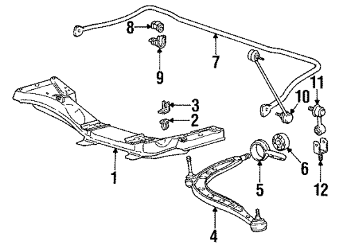 1992 BMW 325i Front Suspension Components, Lower Control Arm, Stabilizer Bar Stabilizer, Front Diagram for 31351138338
