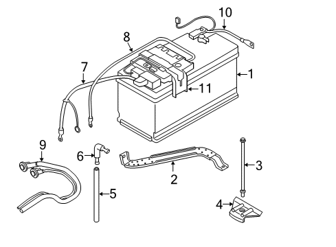 2011 BMW 335i Battery Battery Holder Diagram for 61217573350