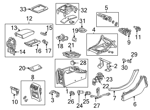 2003 Acura TL Center Console Mat, Console Box Diagram for 83411-S0K-A01