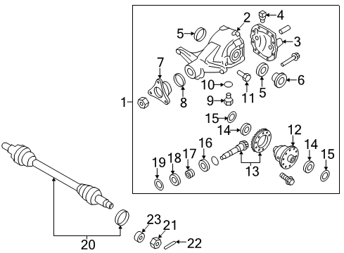 2013 Hyundai Equus Axle & Differential - Rear Carrier Assembly-Differential Diagram for 53000-3C300