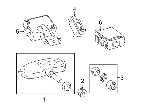 2014 Lexus RX450h Tire Pressure Monitoring Receiver Assembly, Tire Diagram for 89760-0E021