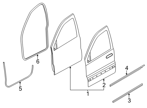 2010 Jeep Grand Cherokee Front Door Seal-Front Door Diagram for 55394042AE