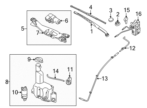 2015 Hyundai Equus Wiper & Washer Components Windshield Wiper Arm Assembly, Driver Diagram for 98311-3N100