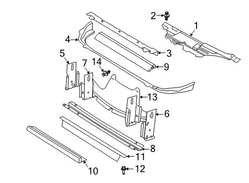 2005 Chevrolet Cavalier Radiator Support Shield Asm-Front Intake Air Duct Splash Diagram for 22712106