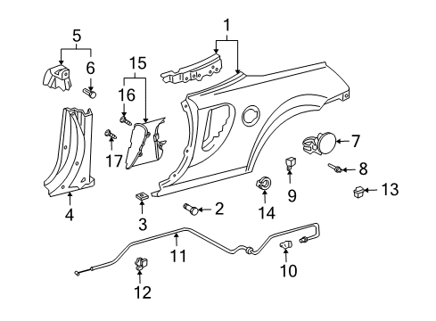 2003 Toyota MR2 Spyder Fuel Door Pocket Diagram for 77290-17020