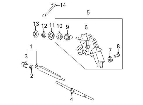 2011 Kia Sedona Wiper & Washer Components Cap & Pad Assembly-Rear Wiper Diagram for 987144D000