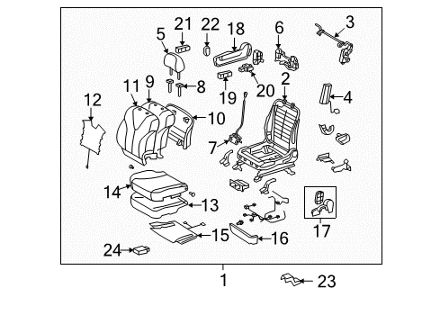 2009 Toyota Venza Heated Seats Seat Back Panel Diagram for 71705-06050-A0