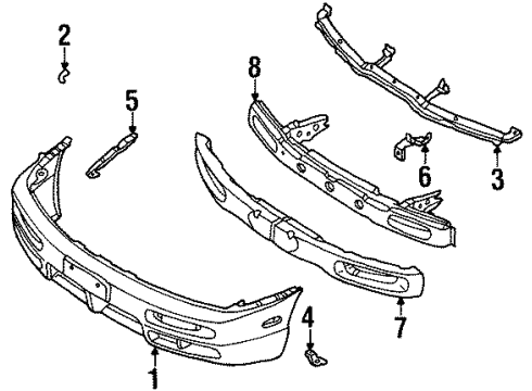 1998 Nissan 240SX Front Bumper Bracket-Front Bumper Side, LH Diagram for 62223-80F00