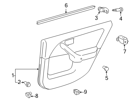 2000 Toyota Camry Door & Components Board Sub-Assy, Rear Door Trim, RH Diagram for 67630-33300-B5