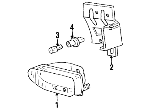 1994 Ford Mustang Fog Lamps Fog Lamp Assembly Diagram for F4ZZ-15200-A