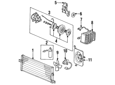 1986 Acura Integra Air Conditioner Evaporator Sub-Assembly (Modine) Diagram for 38655-SD2-A11