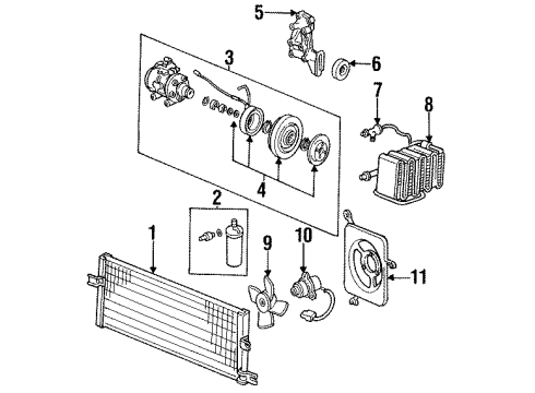 1986 Acura Integra Air Conditioner Pulley, Idle Diagram for 38940-PE0-305