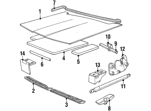 1986 BMW L7 Hood & Components Gas Pressurized Spring Diagram for 51231869147