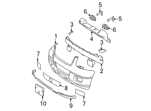 2003 Ford Expedition Front Bumper Bumper Grille Diagram for 2L1Z-17D635-AAA