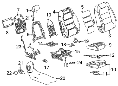 2021 Chevrolet Trailblazer Passenger Seat Components Seat Back Frame Spring Diagram for 13521580