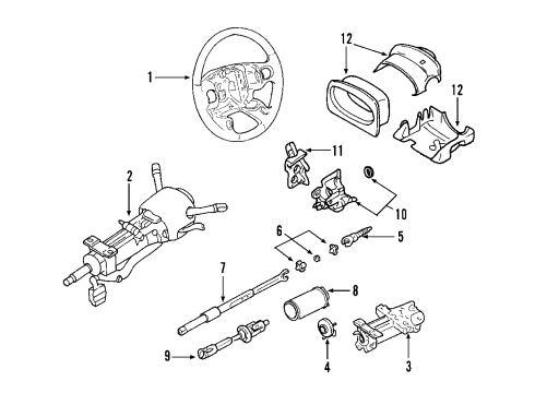 2003 Cadillac CTS Steering Column, Steering Wheel Column Asm-Steering *Pewter R Diagram for 26081531