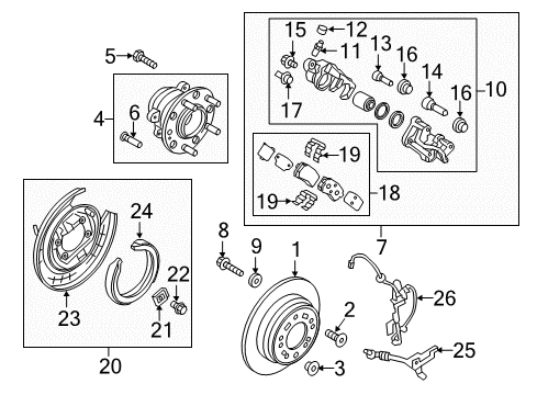 2016 Kia Optima Rear Brakes Caliper Kit-Rear Brake, RH Diagram for 58311-2TA60