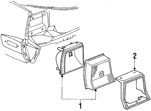 1987 Pontiac Grand Prix Tail Lamps Housing, Rear Combination & Side Marker Lamp Diagram for 16504359