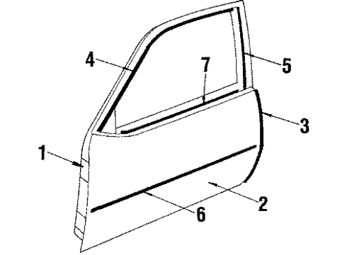 1986 Chevrolet Cavalier Front Door Molding, Front Side Door Lower Diagram for 20475420