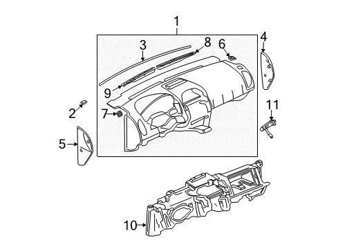 2007 Saturn Vue Cluster & Switches, Instrument Panel Grille, Instrument Panel Accessory Trim Plate *Ebony Diagram for 15240284