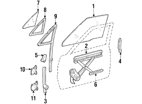 1989 Toyota 4Runner Glass - Door Run Channel Diagram for 68141-89107