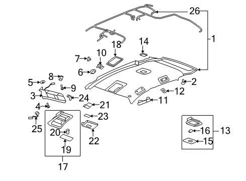 2008 Saturn Vue Interior Trim - Roof Sunvisor Cover Diagram for 20882336