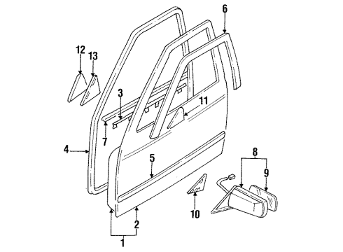 1985 Nissan Maxima Front Door WEATHERSTRIP Front Door RH Diagram for 80830-01E00