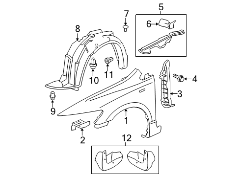 2011 Honda Civic Fender & Components Fender, Left Front (Inner) Diagram for 74151-SVA-A00