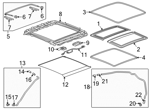 2019 Buick LaCrosse Sunroof Sunroof Glass Diagram for 84117735