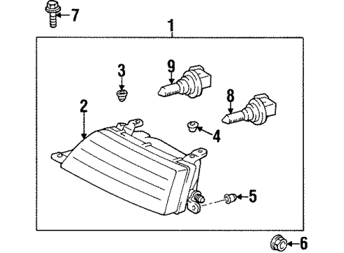 1999 Toyota Avalon Bulbs Passenger Side Headlight Unit Assembly Diagram for 81130-AC010