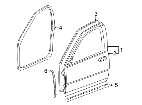 1999 Cadillac Seville Door & Components Weatherstrip Asm-Front Side Door Front Auxiliary Diagram for 25628636
