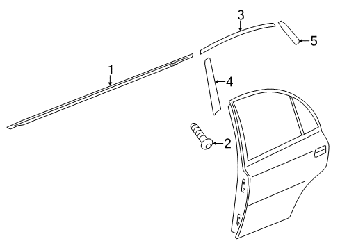 2017 Hyundai Accent Exterior Trim - Rear Door Weatherstrip Assembly-Rear Door Belt Outside LH Diagram for 83210-1R001