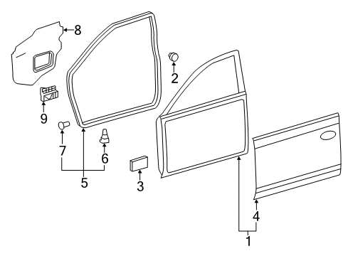 2010 Toyota Camry Front Door Door Shell Diagram for 67002-06100