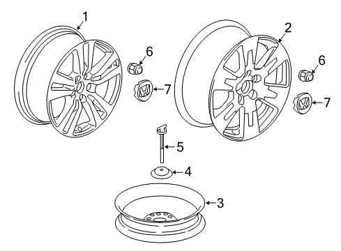 2020 Honda Ridgeline Wheels, Covers & Trim W-DISK (18X8J) Diagram for 42700-T6Z-A51