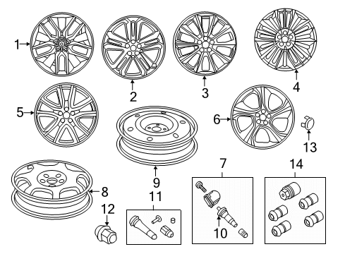 2015 Ford Edge Wheels Wheel, Alloy Diagram for FT4Z-1007-C