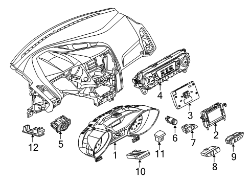 2013 Ford Focus A/C & Heater Control Units Cluster Assembly Diagram for CM5Z-10849-CSA