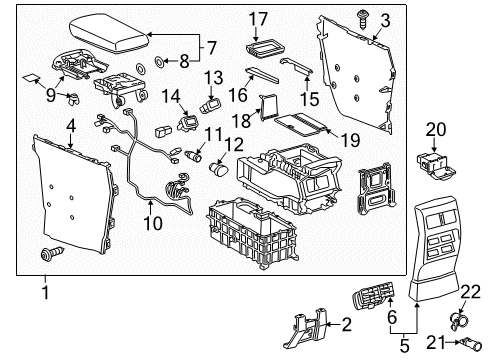 2014 Lexus RX450h Center Console Lock Sub-Assembly, Console Diagram for 58908-0E020