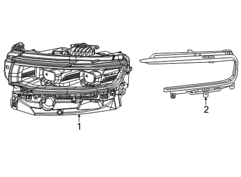 2022 Jeep Wagoneer Headlamp Components Part Diagram for 68406242AG