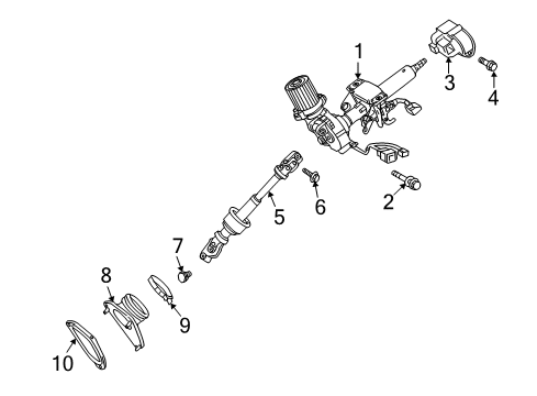 2009 Toyota Venza Steering Column & Wheel, Steering Gear & Linkage Steering Column Diagram for 45250-0T052