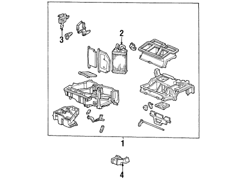 1998 Honda Odyssey Heater Core & Control Valve Heater Unit Diagram for 79100-SX0-A02