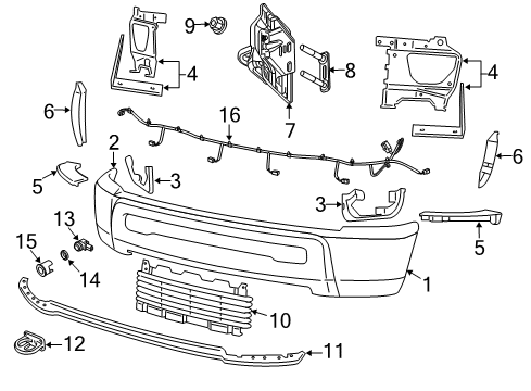 2018 Ram 3500 Parking Aid Cap-Front Bumper Upper Diagram for 1HH71TZZAD