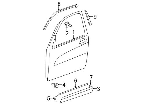 2004 Toyota RAV4 Exterior Trim - Front Door Body Side Molding Diagram for 75731-42110-B0