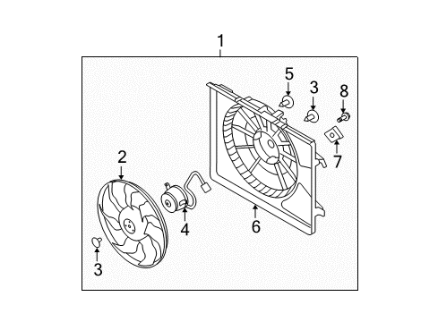 2008 Hyundai Elantra Cooling System, Radiator, Water Pump, Cooling Fan Nut-Spring Diagram for 1334106006B