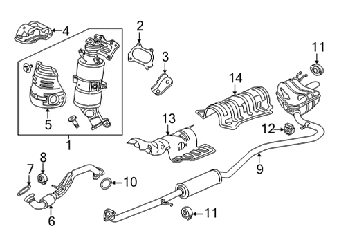 2022 Honda Civic Exhaust Components MUFFLER, EX Diagram for 18307-T49-A01